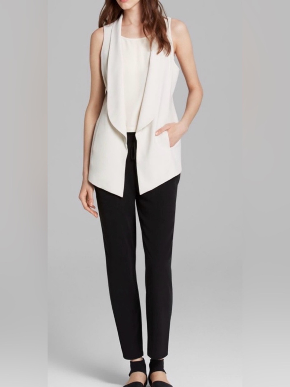 Eileen Fisher Cream Silk Vest Size S